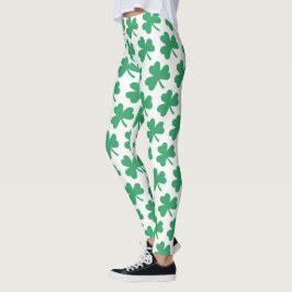 Legging Padrão de Shamrock Verde do Dia de São Patrício ir