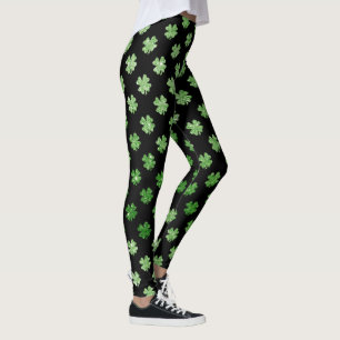 Legging Padrão de Shamrock Verde Irlandês Personalizado -