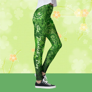 Legging Padrão de Shamrocks Verdes Modernos de Dia de São