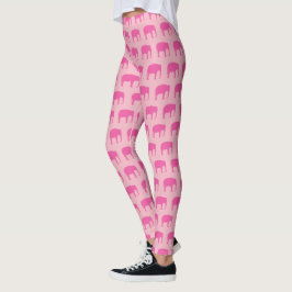 Legging Padrão de Silhouettes de Elefante Rosa
