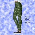 Legging Padrão de símbolo feminista verde escuro<br><div class="desc">Estas leggings são uma cor verde-escura,  com um padrão repetitivo em branco-claro. O padrão deriva do símbolo do Vênus,  uma sutil declaração em apoio às mulheres.</div>