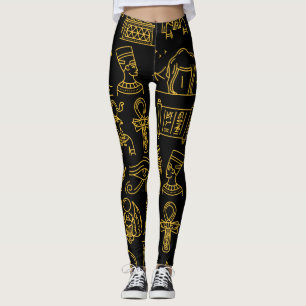 Legging Padrão de Símbolo Hieroglífico Egípcio