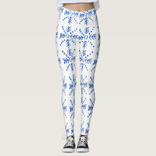 Legging Padrão de símbolos geométricos azuis