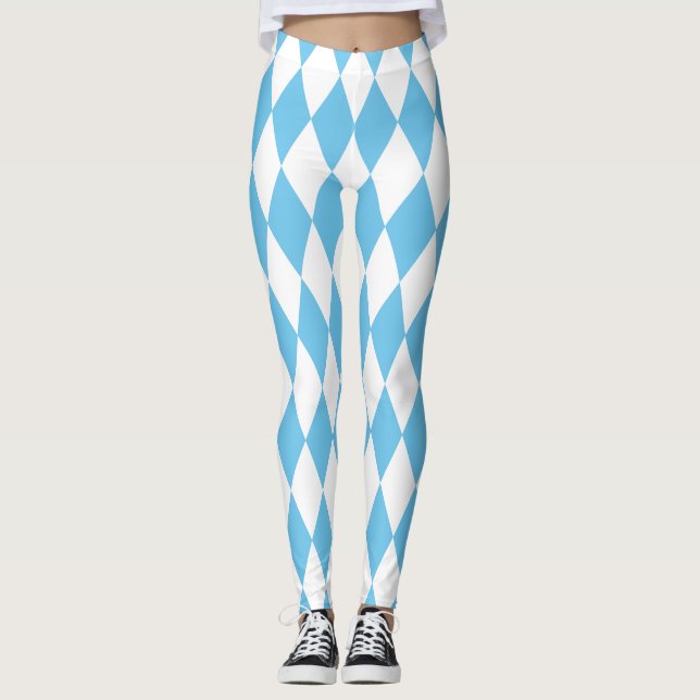 Legging Padrão de Sinalizador Rhombus da Baviera Azul e Br (Frente)
