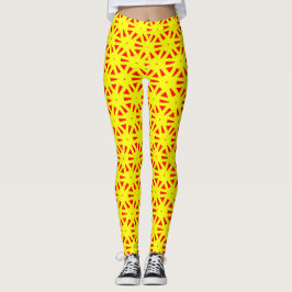 Legging Padrão de sóis vermelho e amarelo brilhante