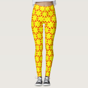 Legging Padrão de sóis vermelho e amarelo brilhante