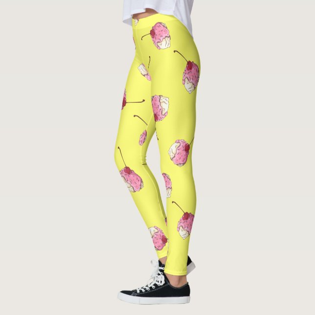 Legging Padrão de Sorvete de Cherry Topped (Esquerda)