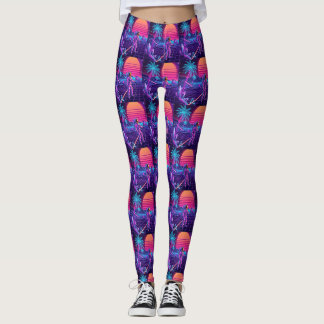 Legging Padrão de Spacemen Vaporwave Synthwave