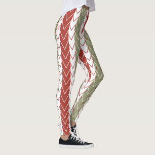 Legging Padrão de Stripe do Chevron Vermelho
