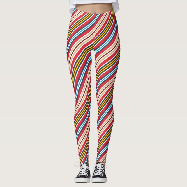 Legging Padrão de stripes de Xadrez multicolores-57666 (Frente)