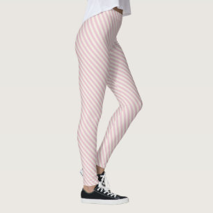 Legging Padrão de Stripes Diagonais Brancas Rosa