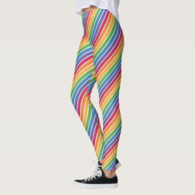 Legging Padrão de Stripes do Arco-Íris (Esquerda)