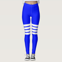 Legging Padrão de Stripes Retro Azul Coloridas