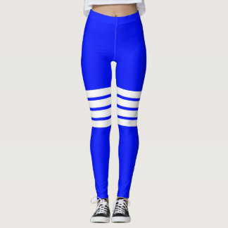 Legging Padrão de Stripes Retro Azul Coloridas