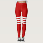 Legging Padrão de Stripes Retro Vermelhas<br><div class="desc">Padrão Colorido de Stripes Retro</div>