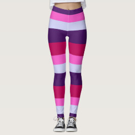 Legging Padrão de Stripes Rosa e Roxo