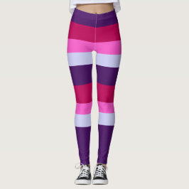 Legging Padrão de Stripes Rosa e Roxo