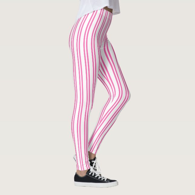 Legging Padrão de Stripes Verticais, Cor-de-Rosa, Stripe B (Direita)