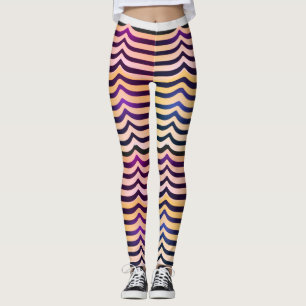 Legging Padrão de Stripey da Arte Op, de Trippy preto e br