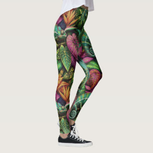 Legging Padrão de Superfície Contínuo Sonhos da Selva do C