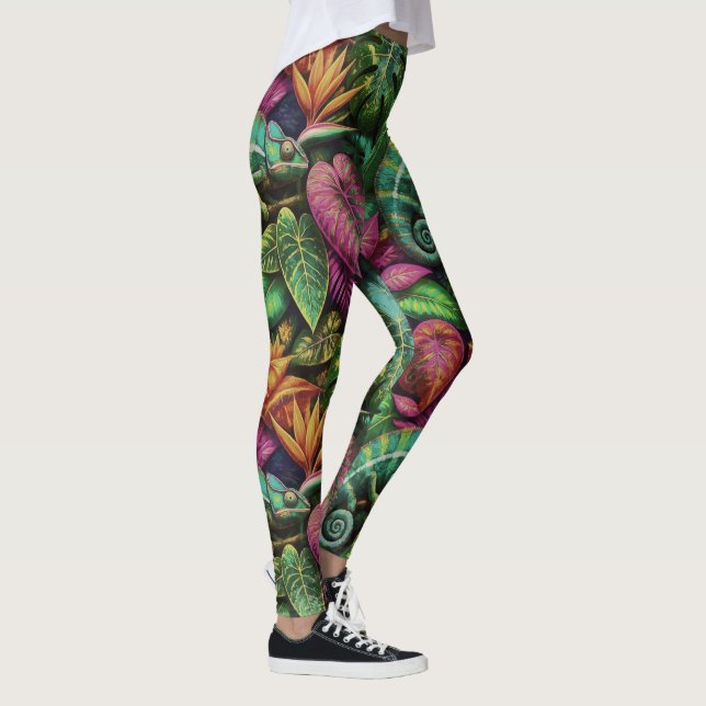 Legging Padrão de Superfície Contínuo Sonhos da Selva do C (Direita)