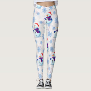 Legging Padrão de Superfície do Homem de Neve de Natal
