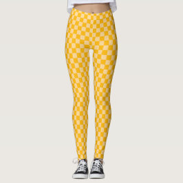 Legging Padrão de tabuleiro xadrez de creme cítrico