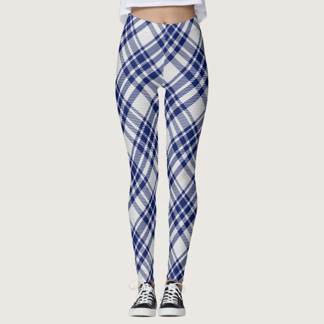 Legging Padrão de Tartan Real de Stewart Azul e Prata (Frente)