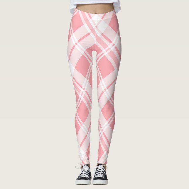 Legging Padrão de Tartan Rosa (Frente)