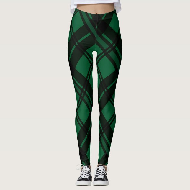 Legging Padrão de Tartan Verde (Frente)