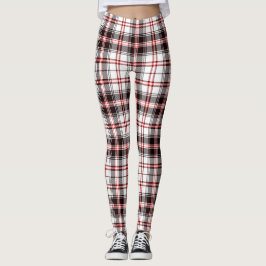 Legging Padrão de Tartan Vermelho e Preto