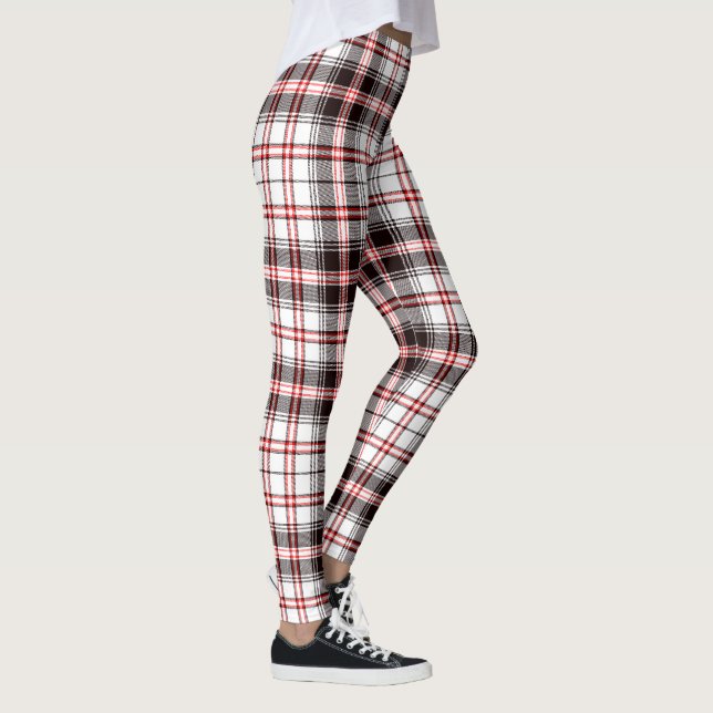 Legging Padrão de Tartan Vermelho e Preto (Direita)