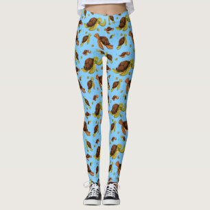 Legging Padrão de Tartaruga do Mar
