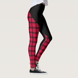 Legging Padrão de Tear de Rosa Americana c/Preto