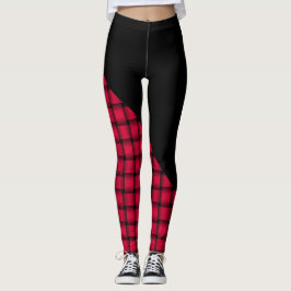 Legging Padrão de Tear de Rosa Americana c/Preto
