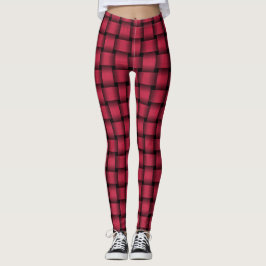 Legging Padrão de Tecido Rosa Vermelho Amaranto