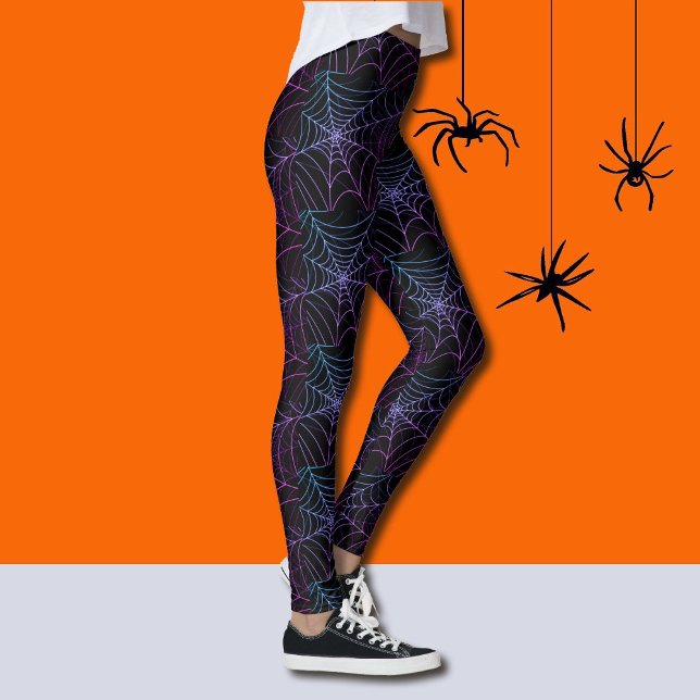 Legging Padrão de teia de aranha do Halloween feminino XS  (Criador carregado)