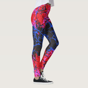 Legging Padrão de Terra Rachada em Neon Abstrato