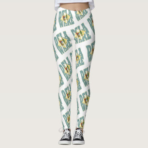 Legging padrão de texto da bandeira do estado de Delaware
