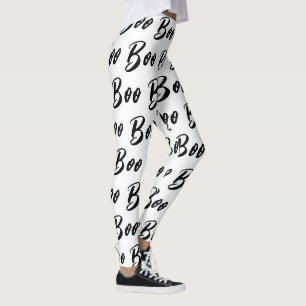 Legging Padrão de texto de preto e branco do Halloween