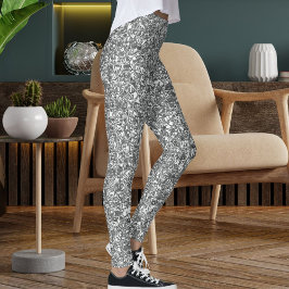 Legging Padrão de textura de brilho de prata cúbica modern