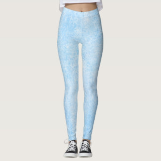 Legging Padrão de Textura de Geada Azul Gélida