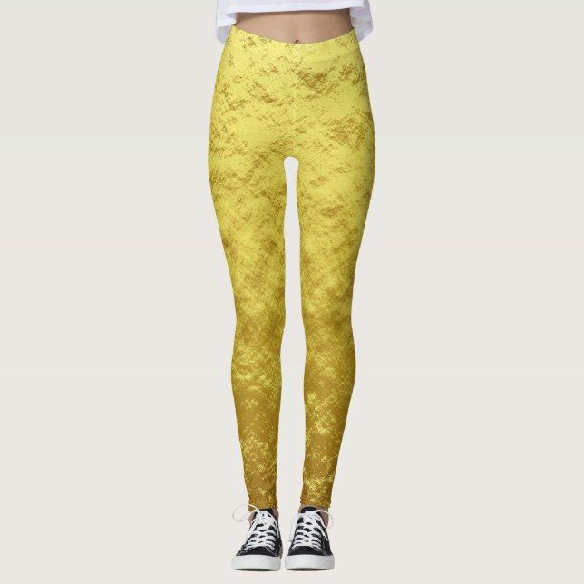 Legging Padrão de Textura Dourada (Brilho Luxuoso do Ouro) (Frente)