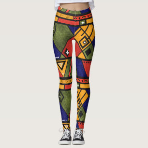 Legging Padrão de textura tradicional de etno africano se