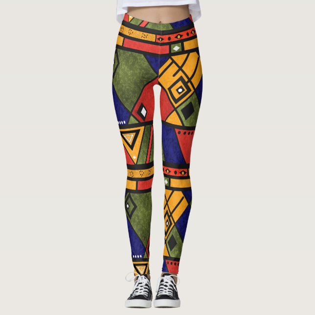 Legging Padrão de textura tradicional de etno africano sem (Frente)