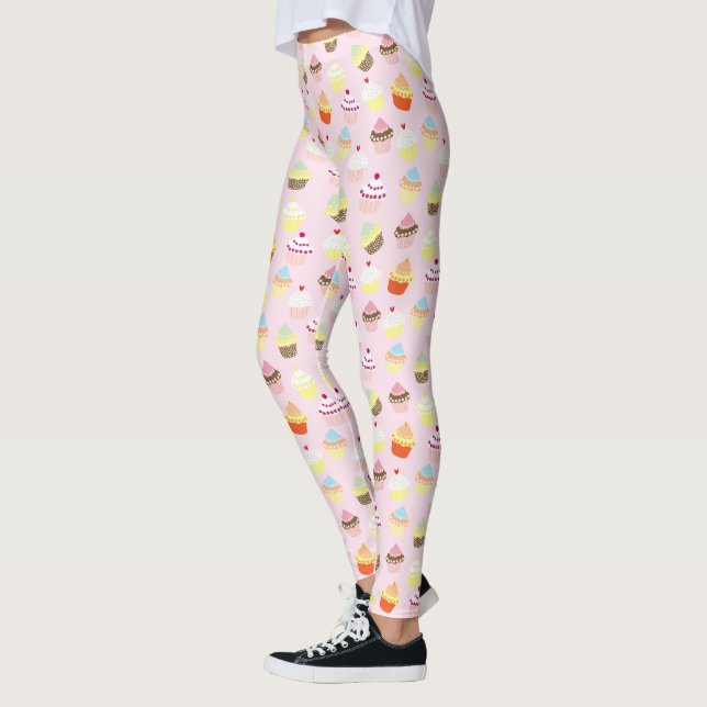 Legging PADRÃO DE TINTA DE cupcakes (Esquerda)