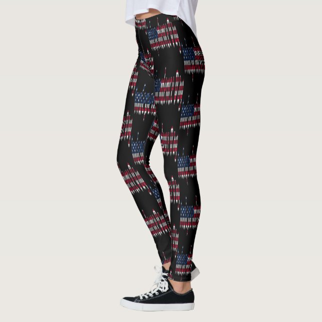 Legging Padrão de Tipografia de Bandeiras Americanas no Di (Esquerda)