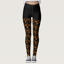 Legging Padrão de Tipografia do Boo Laranja Negro Hallowee