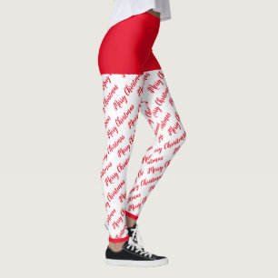 Legging Padrão de Tipografia Vermelha Trendy Natal Moderno
