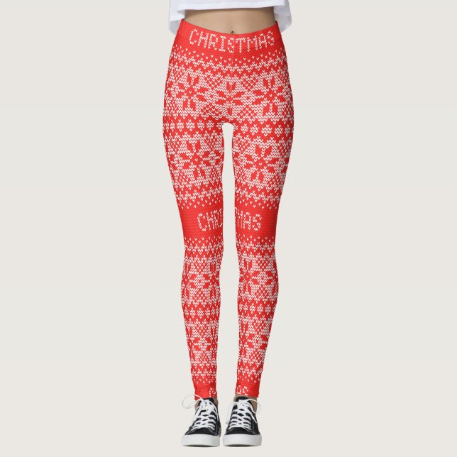 Legging Padrão de Título1 Vermelho/Branco ID208 (Frente)